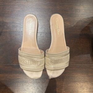 Dior Light Tan Slide Sandals